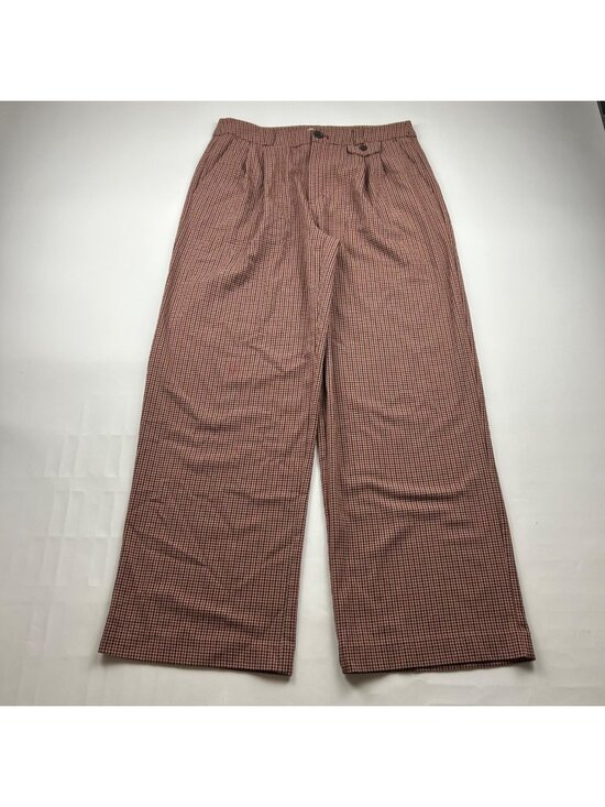 a new day Pants - A New Day Burgundy Brown Plaid High Rise Wide Leg Trouser Pant 10